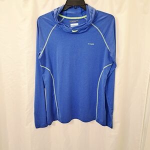 Columbia Ladies XL Tamiami Blue Omni-Shade Hoodie w/ Stretch EUC